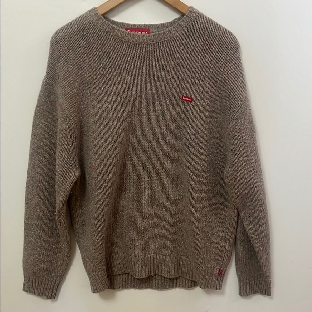 SUPREME MENS SPECKLED FW22 BOXED LOGO CREWNECK JUMPER SIZE M
